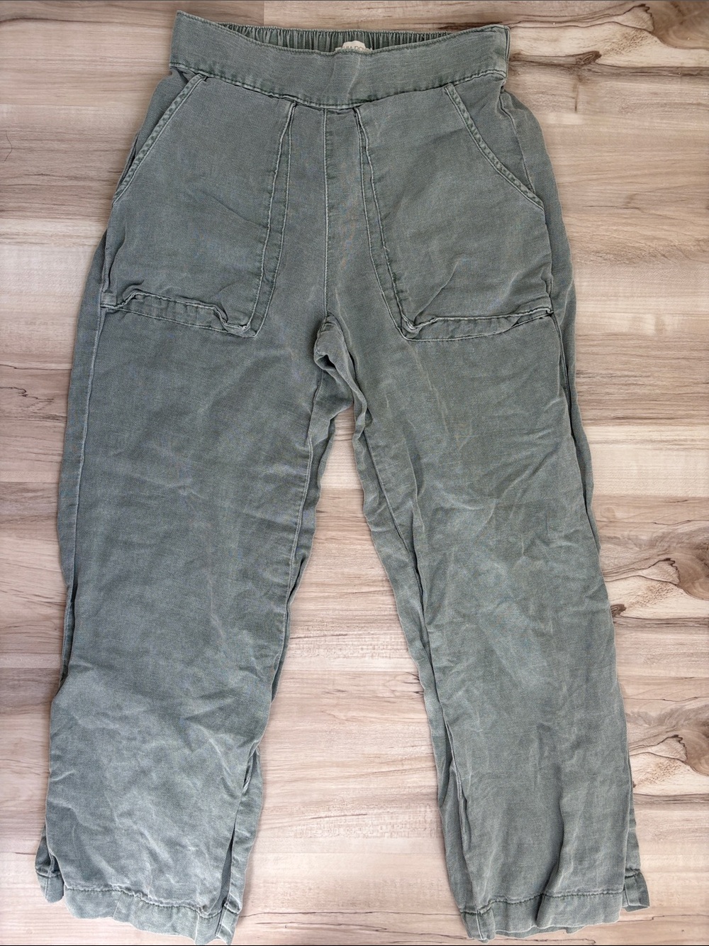 Linen blend Green Casual Utility Pants